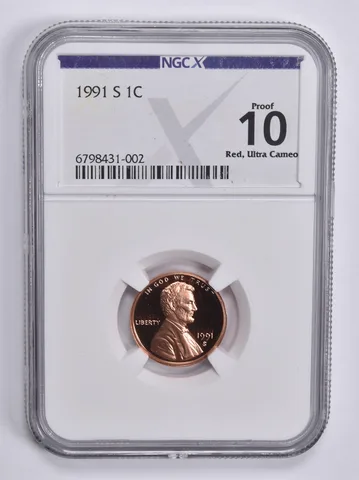 1991-S Lincoln Memorial Cent Proof 10 RD UCAM NGC X NGCX