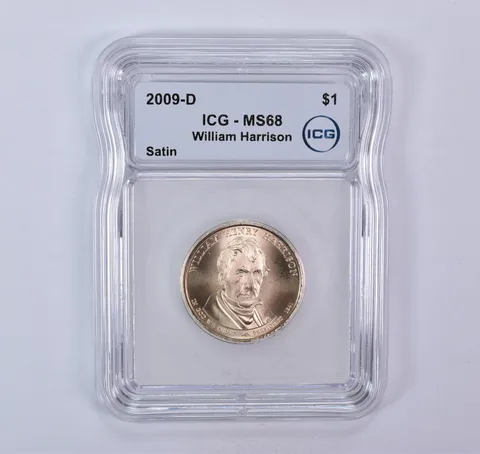 2009-D Presidential $1 William Harrison SMS Satin MS68 ICG
