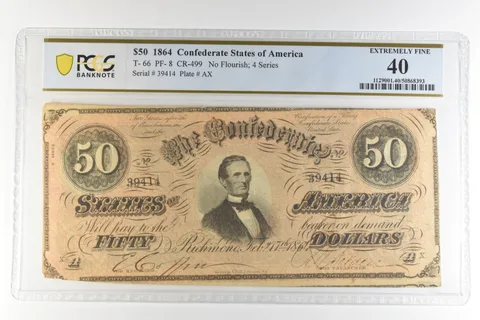 1864 $50 Confederate States T-66 PF-8 CR-499 Extremely Fine 40 PCGS *4448