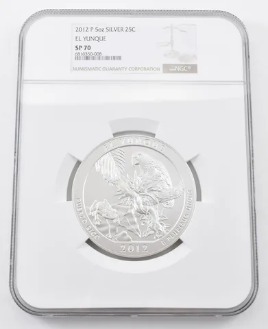 2012 P 5 Oz Silver Quarter El Yunque SP70 NGC Brown Label