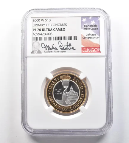2000-W $10 Library of Congress Bimetallic Commemorative PF70 NGC Castle *2570