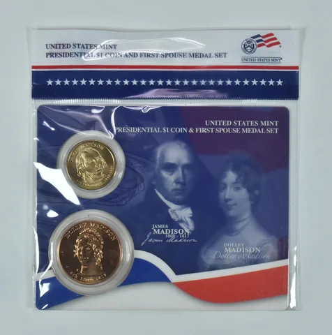2007 Presidential $1 & First Spouse Medal Set - James & Dolley Madison