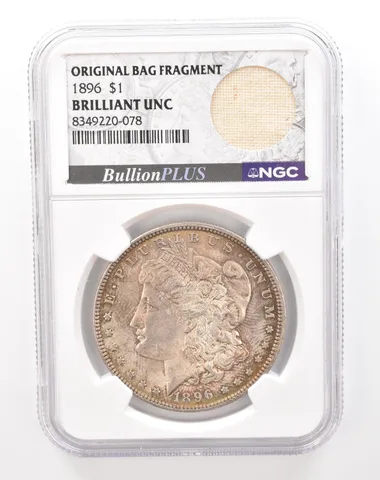 1896 Morgan Silver Dollar Original Bag Fragment BU NGC Nice Tone *2839