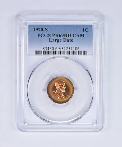 1970-S Lincoln Memorial Cent Large Date PR69 RD CAM PCGS Beautiful Tone *8069