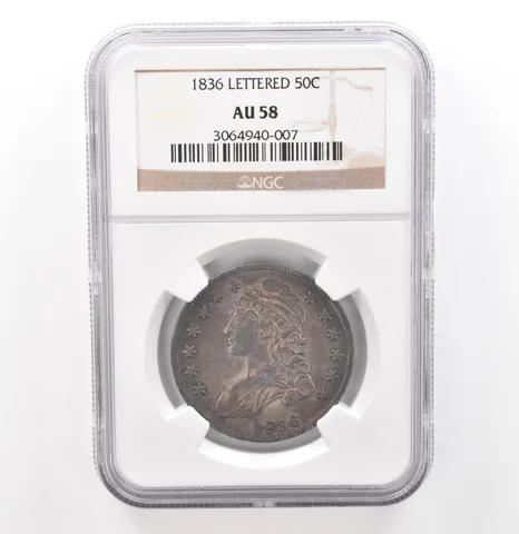 1836 Capped Bust Half Dollar Lettered AU58 NGC Beautiful Tone *7604