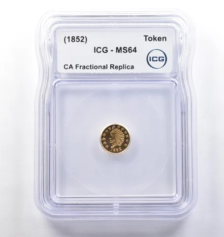 (1852) CA Fractional Gold Style Token Indian Head 1/2 Dollar MS64 ICG *3814