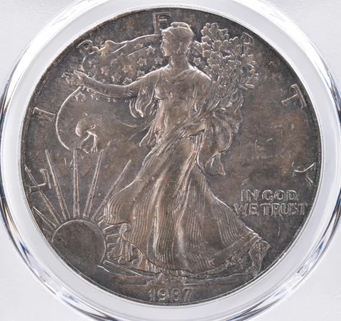 1987 American Silver Eagle AU55 PCGS Beautiful Tone *1530