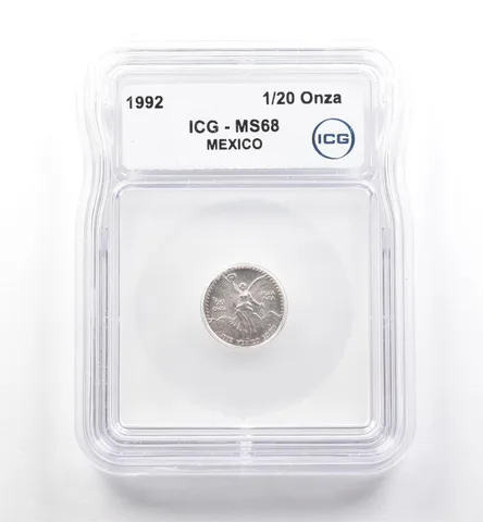 1992 Mo Mexico 1/20 Onza Silver Libertad MS68 ICG *7499