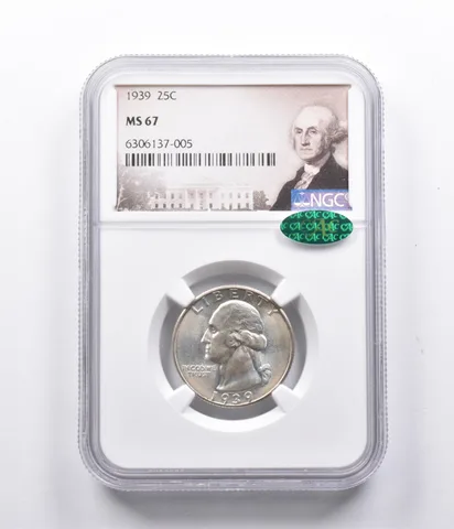 MS67 1939 Washington Quarter CAC NGC *0828
