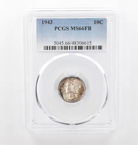 1943 Mercury Dime MS66 FB PCGS Beautiful Tone *2200