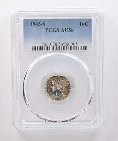 1945-S Mercury Dime AU58 PCGS Beautiful Tone *1842