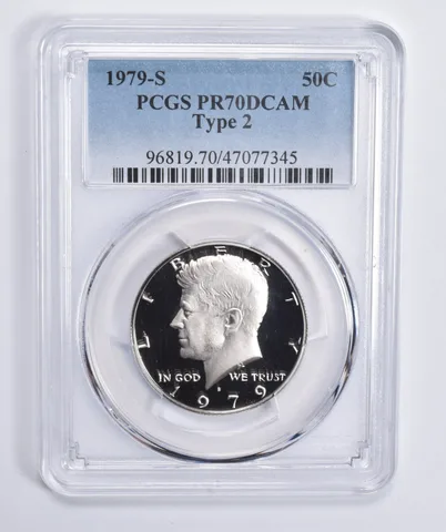 1979-S Kennedy Half Dollar Type 2 PR70 DCAM PCGS Blue Lbl