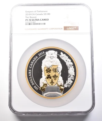 2018 Canada 100 Dollars Silver Keepers Of Parliament Beaver PF70 UCAM NGC a3783