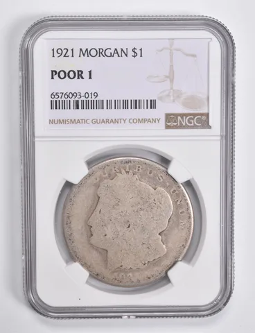 POOR 1 1921 Morgan Silver Dollar NGC Lowball Low Ball a4634