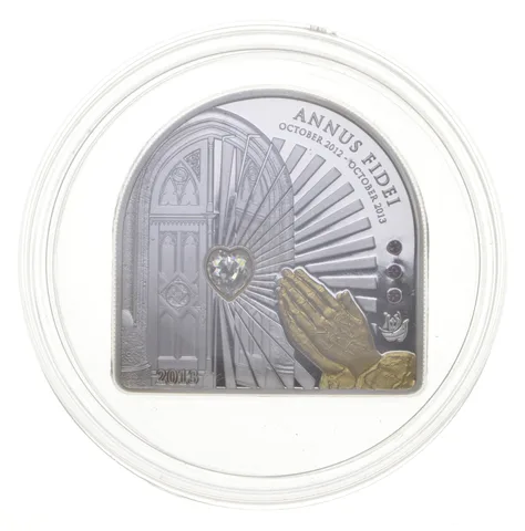 2013 Cook Islands 25g .999 $5 Silver Coin Year Faith w/Swarovski Crystal