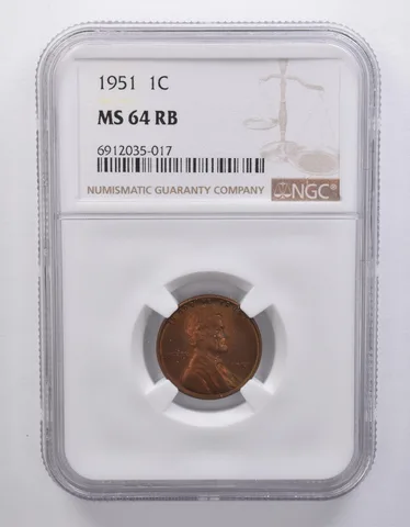 1951 Lincoln Wheat Cent MS64 RB NGC Beautiful Tone *7176