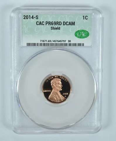 2014-S Lincoln Shield Cent PR69 RD DCAM CAC CACg