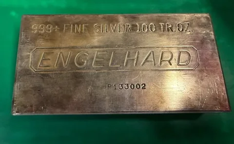 Engelhard - 100 Oz .999 Fine Silver Bar Oz -Secondary Struck or Poured