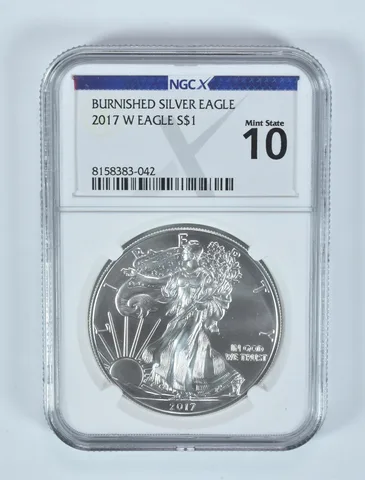 2017-W Burnished Silver Eagle Mint State 10 NGC X NGCX