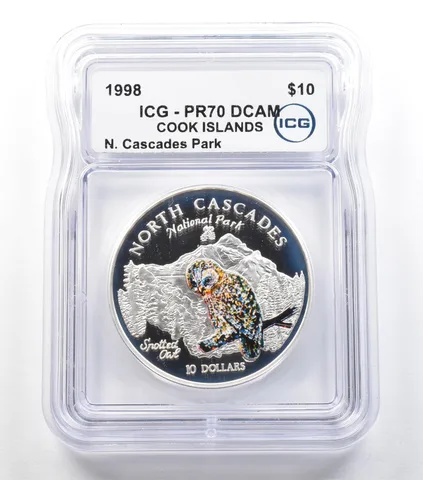 1998 Cook Islands 10 Dollars Silver North Cascades Park PR70 DCAM ICG *3682