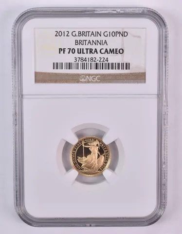 2012 Great Britain 10 Pound Gold Britannia 1/10 Oz Gold PF70 UCAM NGC *0995