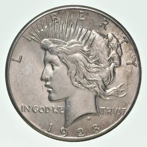 (1) BU 1928 (P) Peace Silver Dollar $1 Unc MS 90% - Philadelphia Mint