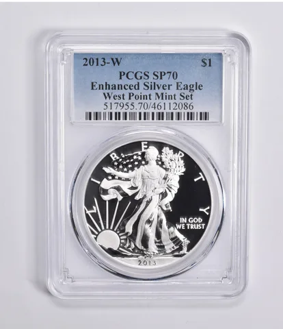 2013-W Silver Eagle Enhanced West Point Mint Set SP70 PCGS Blue Lbl