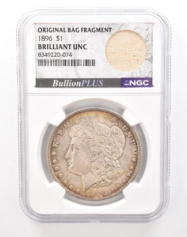 1896 Morgan Silver Dollar Original Bag Fragment BU NGC Nice Tone *2840