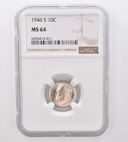 1946-S Roosevelt Dime MS64 NGC Beautiful Tone *9900