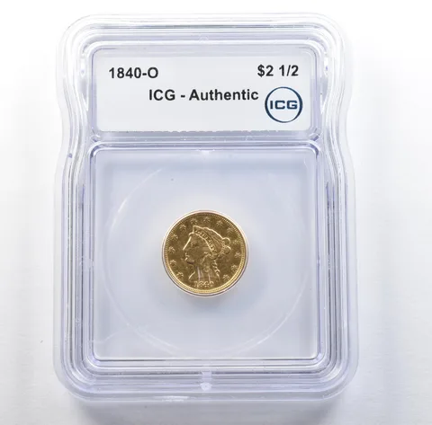 1840-O $2.50 Liberty Head Gold Quarter Eagle Authentic ICG *3050