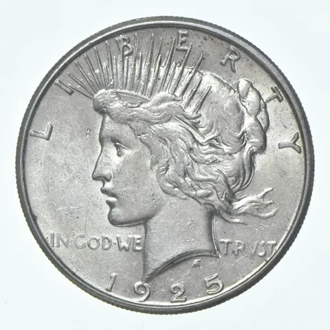 (1) 1925-S Choice AU Peace Silver Dollar 90% - CH AU Almost Unc - San Fran