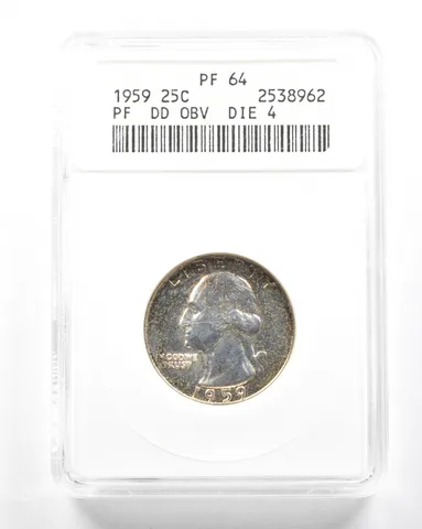 1959 Washington Quarter DDO Die 4 PF64 ANACS *2054