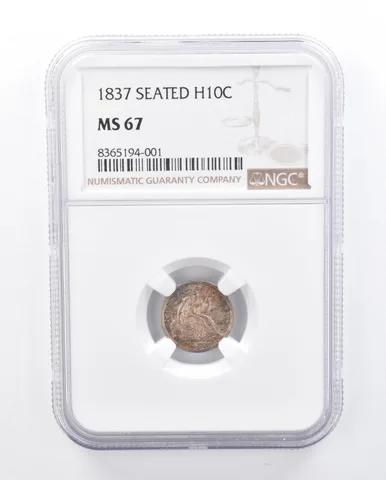 1837 Seated Liberty Half Dime MS67 NGC Beautiful Tone *4380