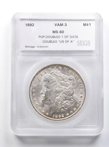 1892 Morgan Silver Dollar VAM 3 Doubled 1 Of Date Doubled USA *8380