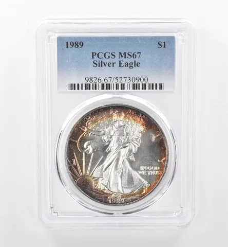 1989 American Silver Eagle MS67 PCGS Beautiful Tone *1965