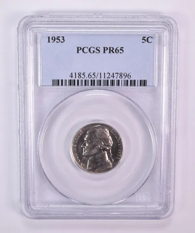 1953 Jefferson Nickel PR65 PCGS Blue Label