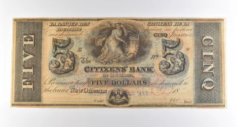 1800s $5 New Orleans LA Citizens' Bank Obsolete Note *3794