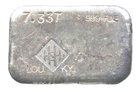 7.33 Troy Oz Silver Bar H&H Mining Inc Vintage Poured Loaf *2941