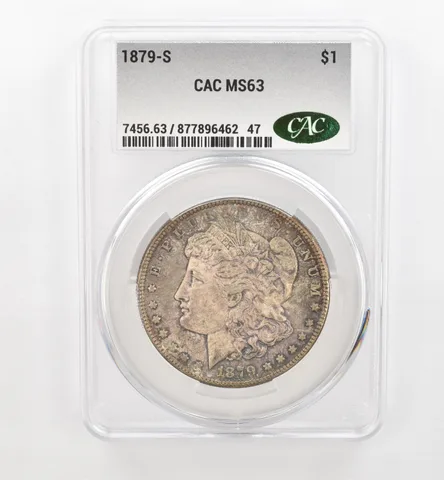 1879-S Morgan Silver Dollar MS63 CAC CACg Beautiful Tone a0462