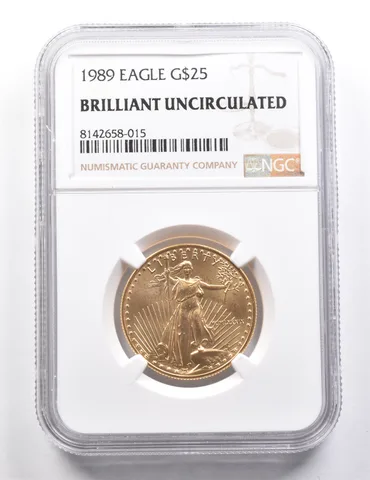 1989 $25 American Gold Eagle 1/2 Oz Gold BU NGC *9488
