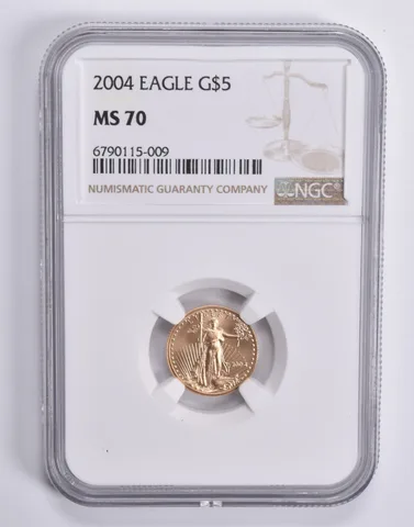 2004 $5 American Gold Eagle 1/10 Oz MS70 NGC Brown Label