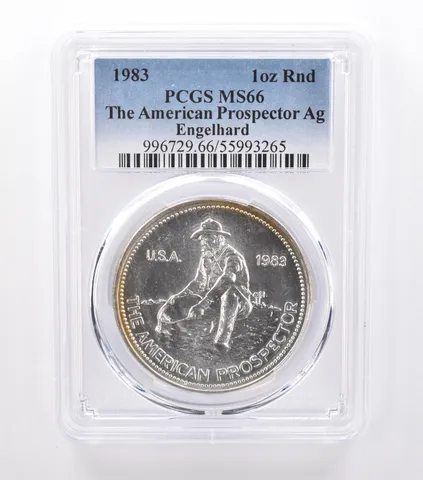 1983 Engelhard American Prospector 1 Oz Silver MS66 PCGS Beautiful Tone a9220