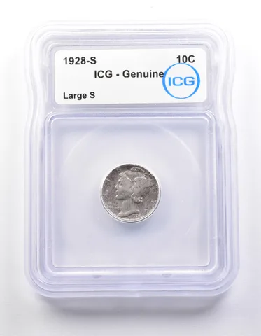 1928-S Mercury Dime Large S Genuine ICG *9876