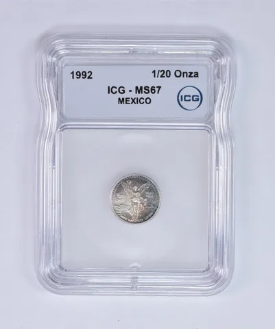 1992 Mo Mexico 1/20 Onza Silver Libertad MS67 ICG Beautiful Tone *7978