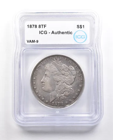 1878 8TF Morgan Silver Dollar VAM-9 Authentic ICG *5814