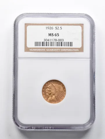 MS65 1926 $2.50 Indian Head Gold Quarter Eagle NGC *1595