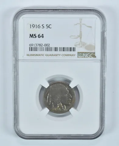1916-S Indian Head Buffalo Nickel MS64 NGC a9009