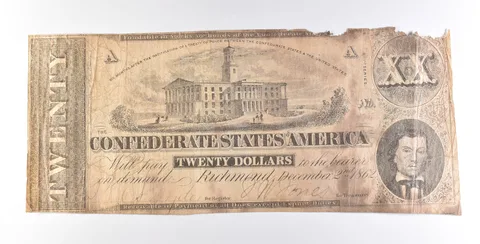 1862 $20 Confederate States Of America Note T51 *7275