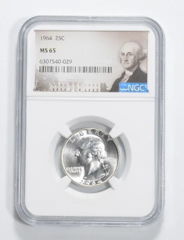1964 Washington Quarter MS65 NGC Special Label - 90% Silver