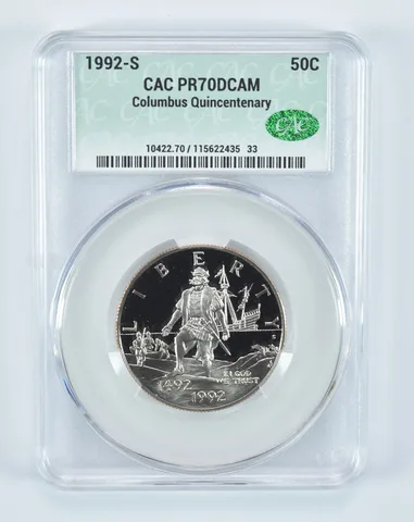 1992-S Columbus Commemorative Half Dollar PR70 DCAM CAC CACg